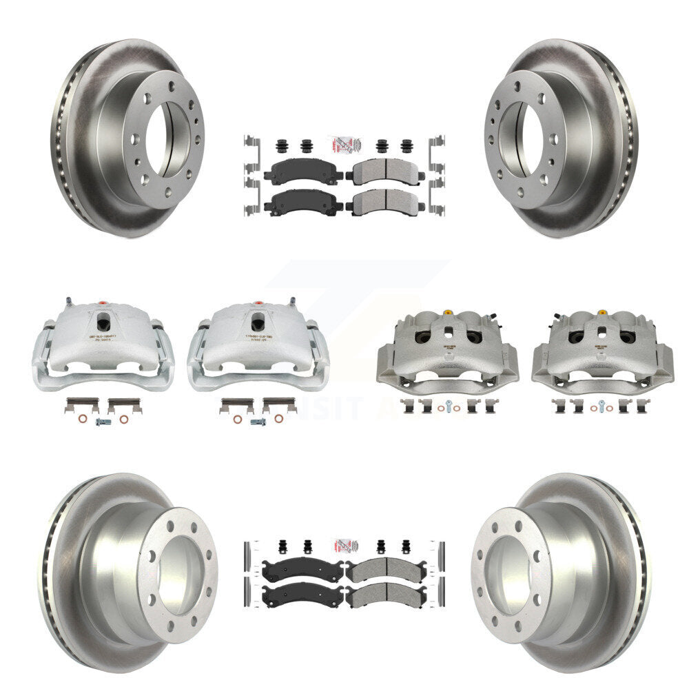 Front Rear Disc Brake Caliper Coated Rotors And Semi-Metallic Pads Kit (10Pc) For KCG-102632N
