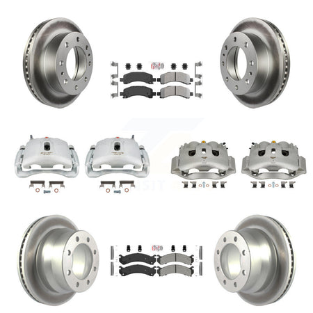 Front Rear Disc Brake Caliper Coated Rotors And Semi-Metallic Pads Kit (10Pc) For KCG-102632N