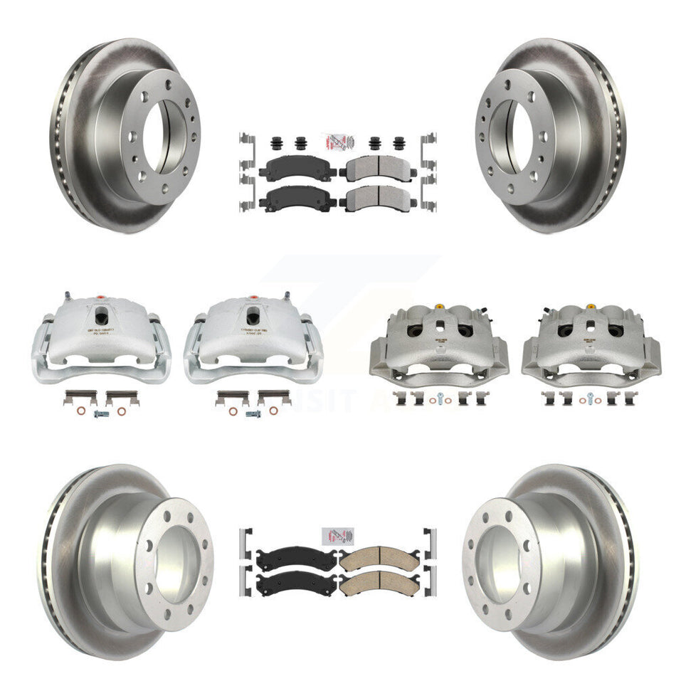 Front Rear Disc Brake Caliper Coated Rotors And Ameribrakes Pads Kit (10Pc) For KCG-102633N