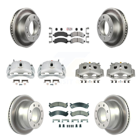 Front Rear Disc Brake Caliper Coated Rotors And Ameribrakes Pads Kit (10Pc) For KCG-102634N