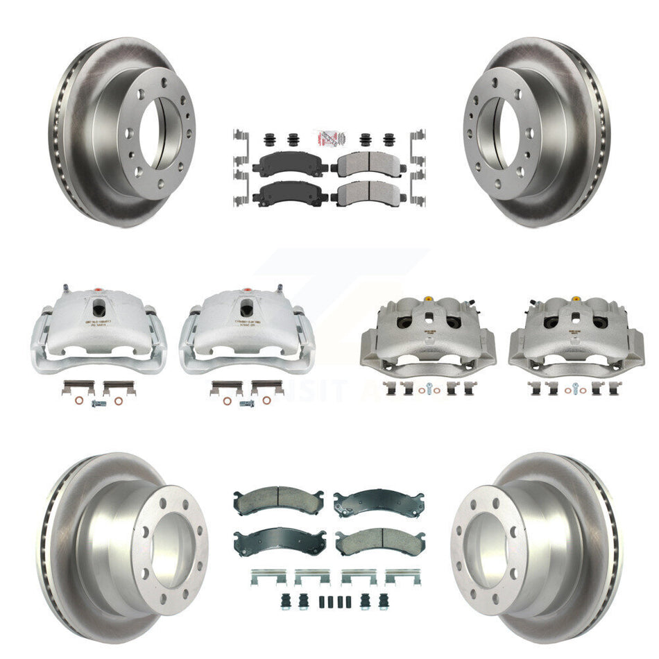 Front Rear Disc Brake Caliper Coated Rotors And Ameribrakes Pads Kit (10Pc) For KCG-102634N