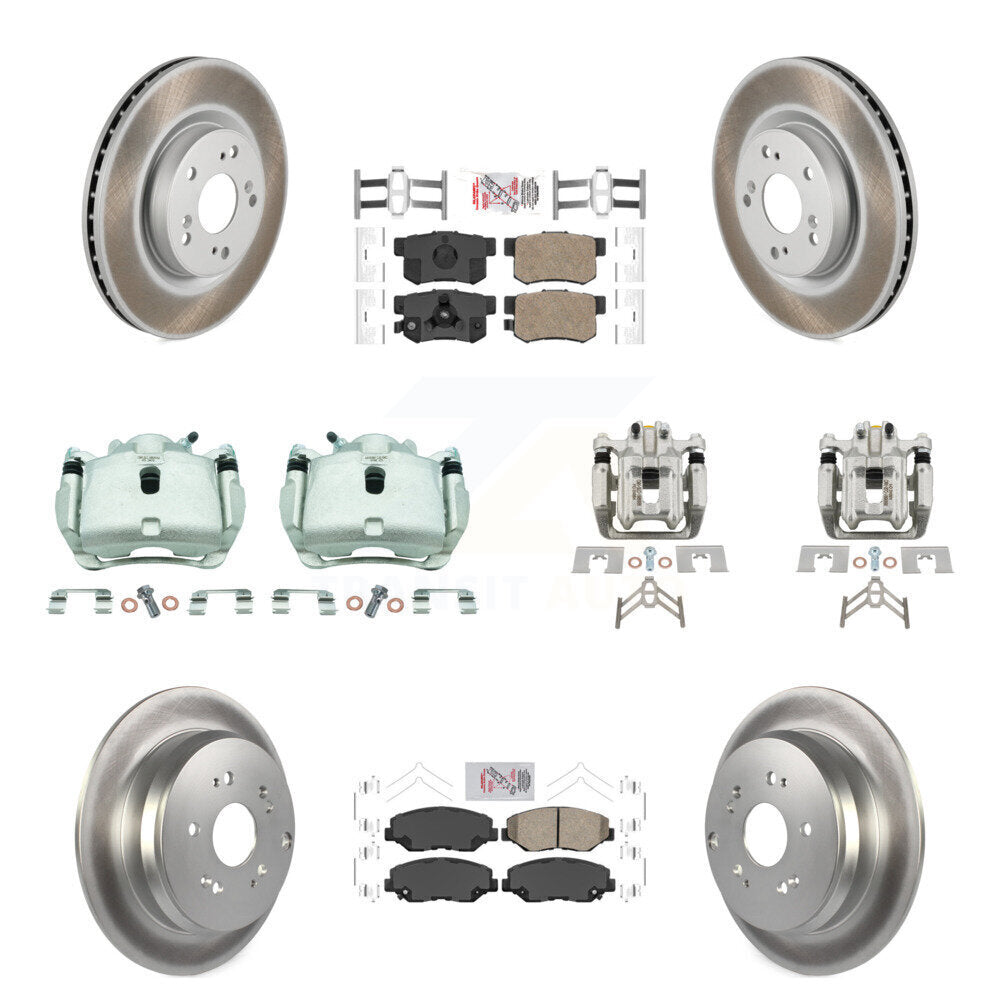 Front Rear Brake Caliper Coat Rotors Ceramic Pad Kit (10Pc) For 2012-2016 Honda CR-V FWD KCG-102639N