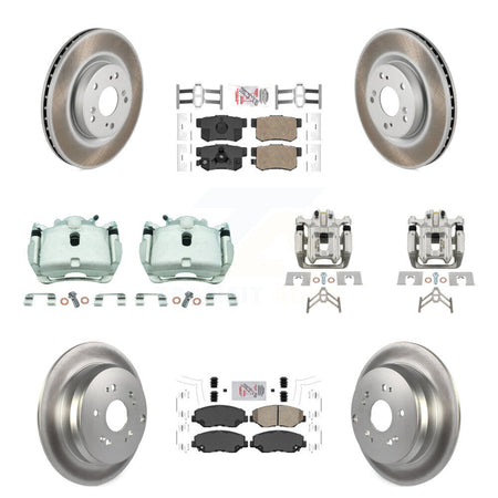 Front Rear Brake Caliper Coat Rotors Ceramic Pad Kit (10Pc) For 2012-2016 Honda CR-V FWD KCG-102640N