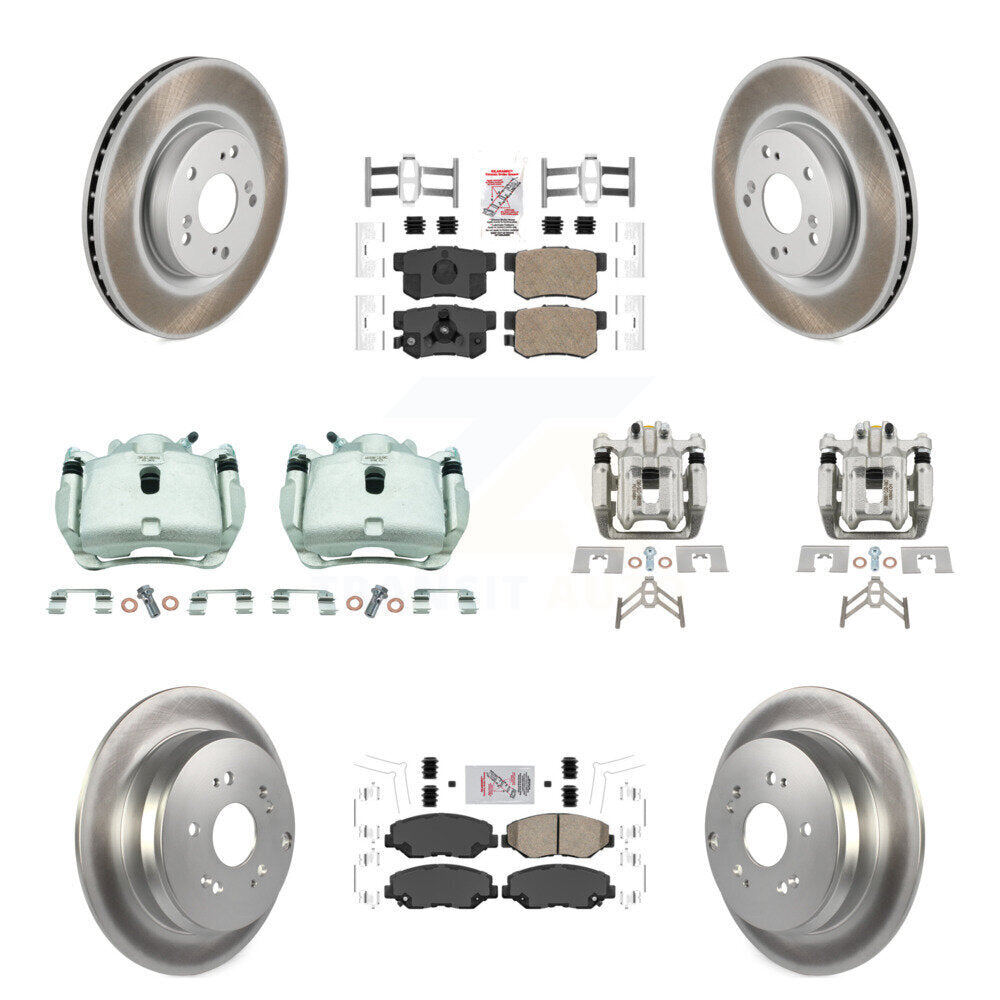 Front Rear Brake Caliper Coat Rotors Ceramic Pad Kit (10Pc) For 2012-2016 Honda CR-V FWD KCG-102642N