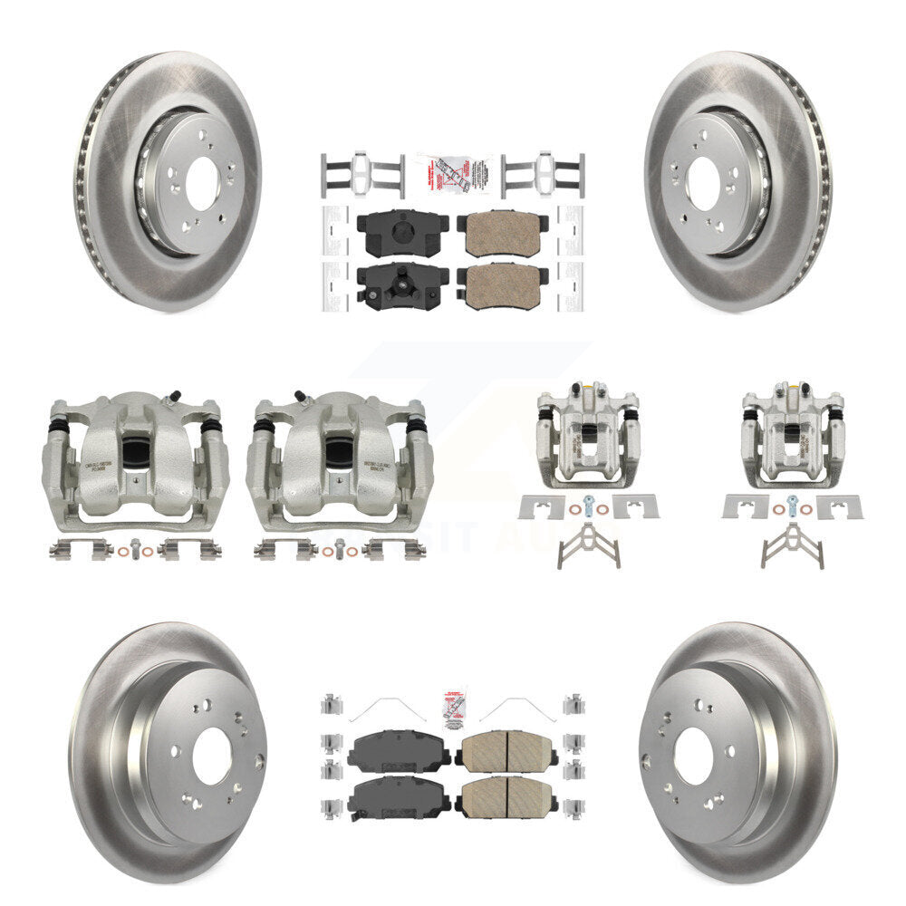 Front Rear Disc Brake Caliper Coat Rotors Ceramic Pad Kit (10Pc) For 2016-2018 Acura RDX KCG-102643N