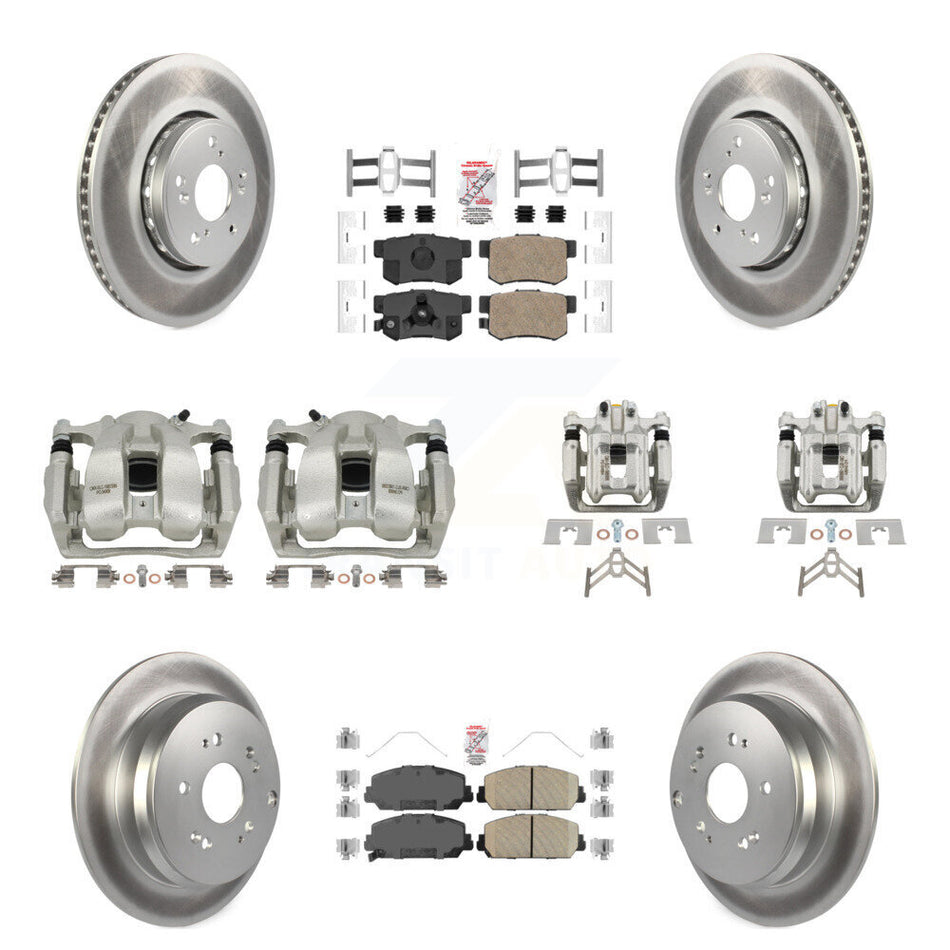 Front Rear Disc Brake Caliper Coat Rotors Ceramic Pad Kit (10Pc) For 2016-2018 Acura RDX KCG-102645N