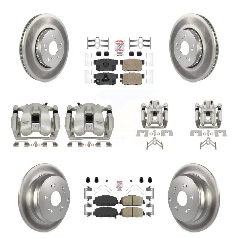 Front Rear Disc Brake Caliper Coat Rotors Ceramic Pad Kit (10Pc) For 2016-2018 Acura RDX KCG-102646N
