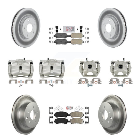 Front Rear Disc Brake Caliper Coat Rotors Ceramic Pad Kit (10Pc) For Nissan Rogue Select KCG-102650N