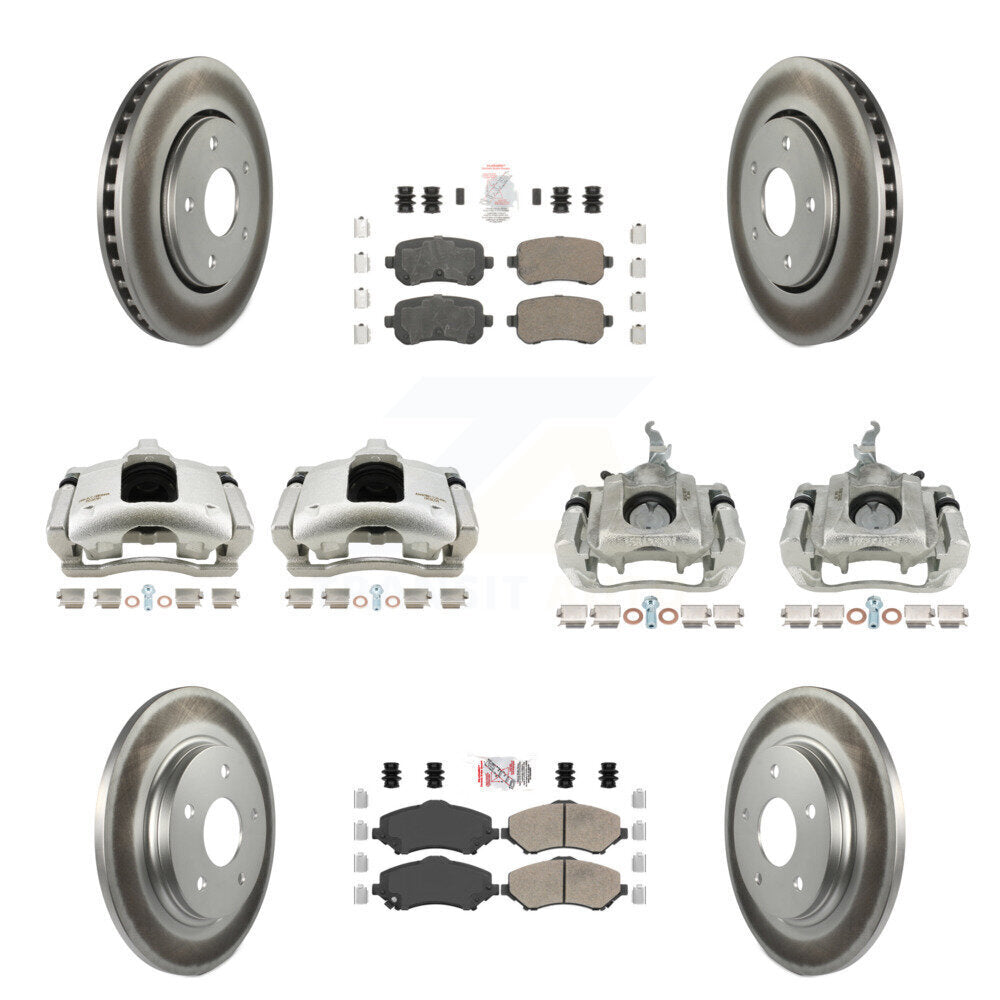 Front Rear Brake Caliper Coat Rotor & Ceramic Pad Kit (10Pc) For 2009-2011 Dodge Journey KCG-102651N