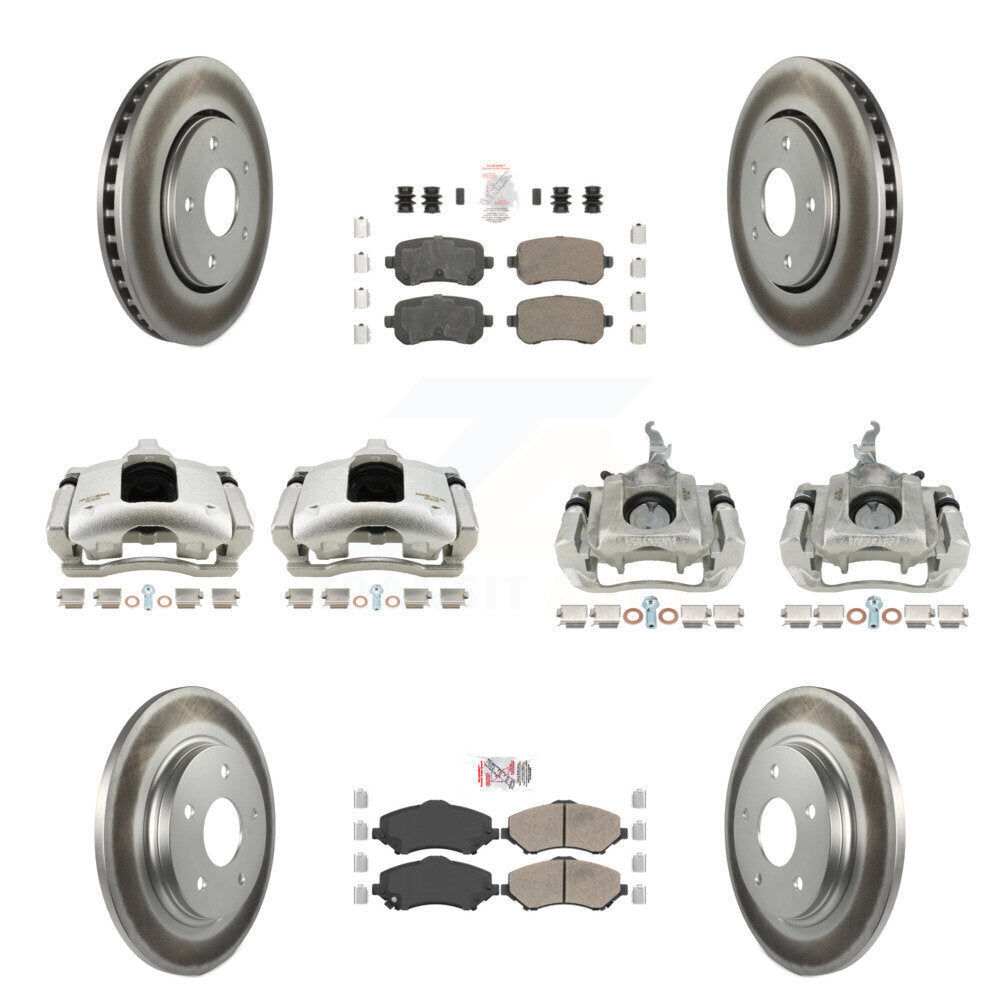 Front Rear Brake Caliper Coat Rotor & Ceramic Pad Kit (10Pc) For 2009-2011 Dodge Journey KCG-102652N