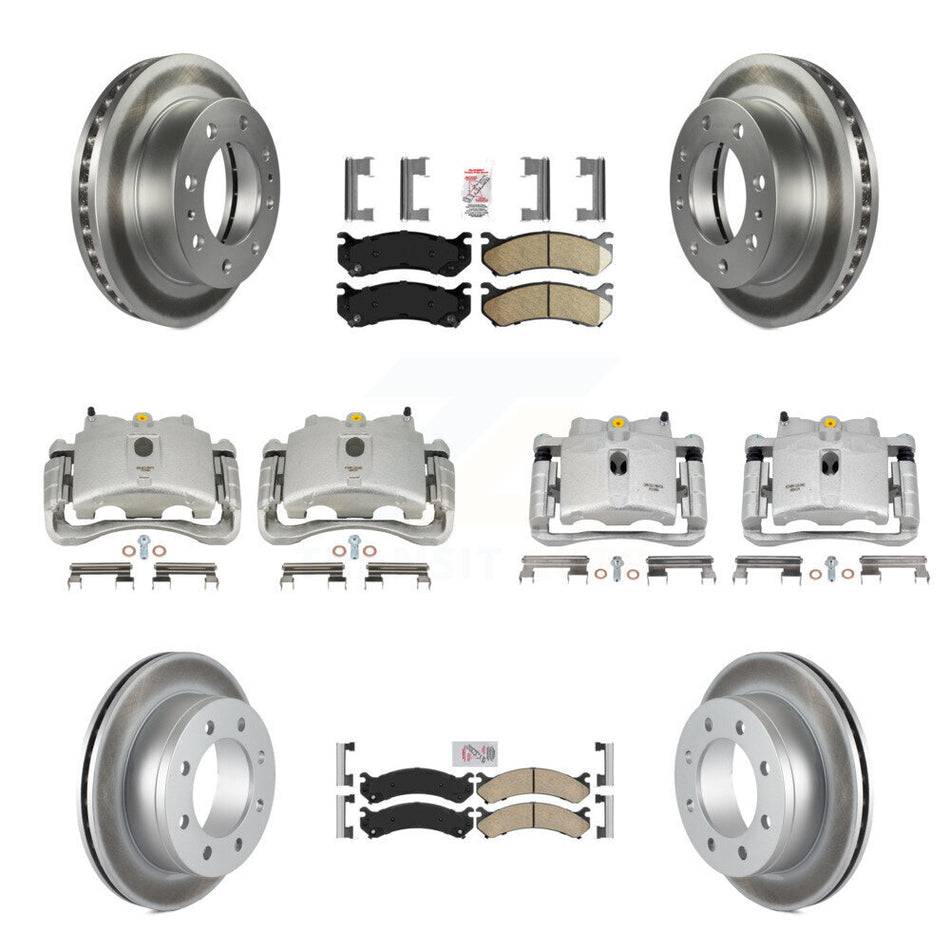 Front Rear Disc Brake Caliper Coated Rotors And Ceramic Pads Kit (10Pc) For Chevrolet Silverado 2500 HD GMC Sierra 3500 Classic Suburban Yukon XL Avalanche KCG-102656N