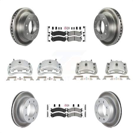 Front Rear Disc Brake Caliper Coated Rotors And Semi-Metallic Pads Kit (10Pc) For Chevrolet Silverado 2500 HD GMC Sierra 3500 Classic Suburban Yukon XL Avalanche KCG-102658N by Transit Auto