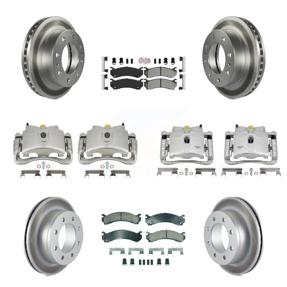 Front Rear Disc Brake Caliper Coated Rotors And Semi-Metallic Pads Kit (10Pc) For Chevrolet Silverado 2500 HD GMC Sierra 3500 Classic Suburban Yukon XL Avalanche KCG-102660N