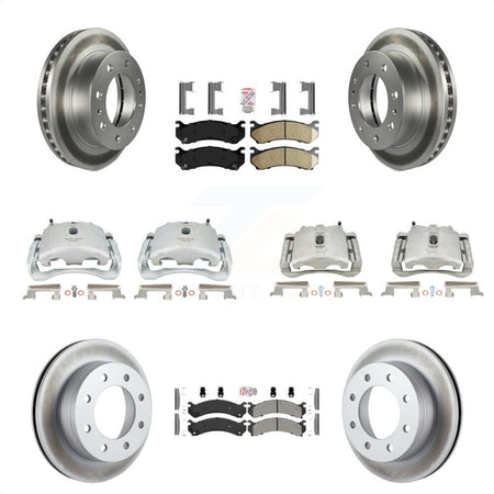 Front Rear Disc Brake Caliper Coated Rotors And PADSMATERIAL Pads Kit (10Pc) For Chevrolet Silverado 2500 HD GMC Sierra Hummer H2 1500 Suburban Yukon XL Avalanche Classic KCG-102661N by Transit Auto