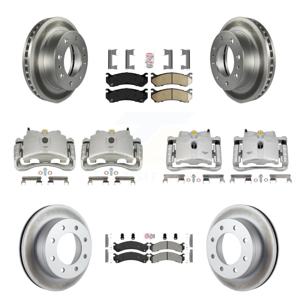 Front Rear Disc Brake Caliper Coated Rotors And PADSMATERIAL Pads Kit (10Pc) For Chevrolet Silverado 2500 HD GMC Sierra Hummer H2 1500 Suburban Yukon XL Avalanche Classic KCG-102661N