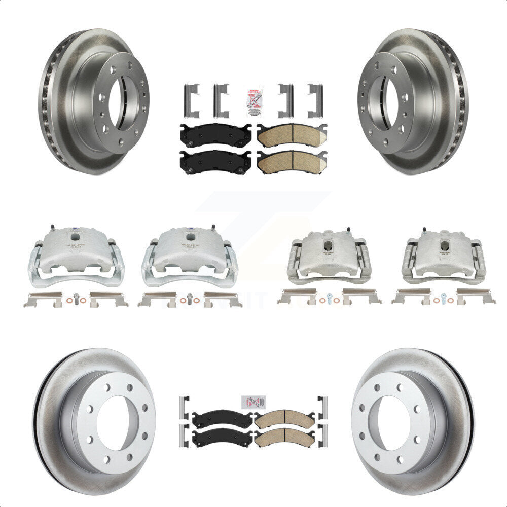 Front Rear Disc Brake Caliper Coated Rotors And Ceramic Pads Kit (10Pc) For Chevrolet Silverado 2500 HD GMC Sierra Hummer H2 1500 Suburban Yukon XL Avalanche Classic KCG-102662N by Transit Auto