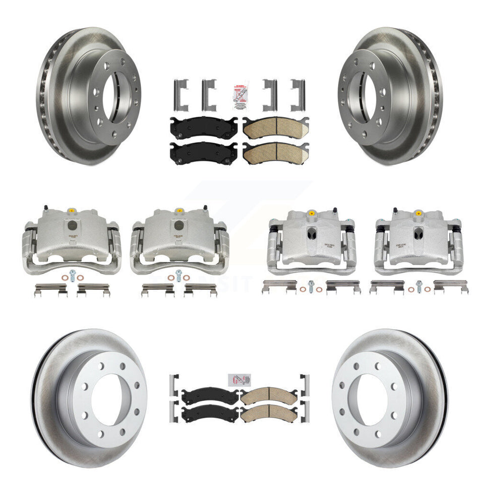 Front Rear Disc Brake Caliper Coated Rotors And Ceramic Pads Kit (10Pc) For Chevrolet Silverado 2500 HD GMC Sierra Hummer H2 1500 Suburban Yukon XL Avalanche Classic KCG-102662N