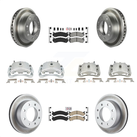 Front Rear Disc Brake Caliper Coated Rotors And PADSMATERIAL Pads Kit (10Pc) For Chevrolet Silverado 2500 HD GMC Sierra Hummer H2 1500 Suburban Yukon XL Avalanche Classic KCG-102665N by Transit Auto