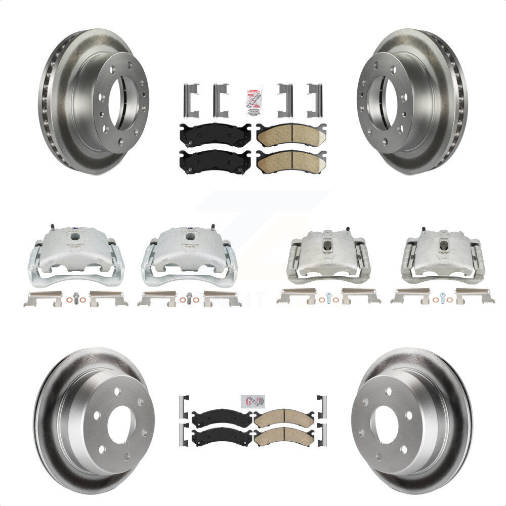 Front Rear Disc Brake Caliper Coated Rotors And Ceramic Pads Kit (10Pc) For 2003 Chevrolet Silverado 2500 HD Suburban GMC Sierra KCG-102668N by Transit Auto