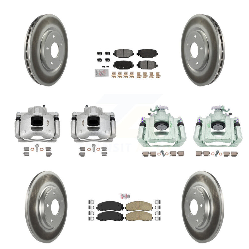 Front Rear Disc Brake Caliper Coated Rotors And Ameribrakes Pads Kit (10Pc) For Ram C/V KCG-102680N