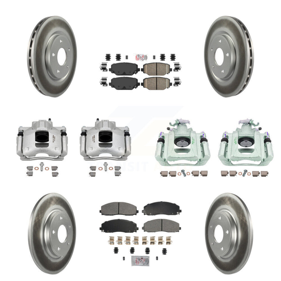 Front Rear Disc Brake Caliper Coated Rotors And Ameribrakes Pads Kit (10Pc) For Ram C/V KCG-102684N