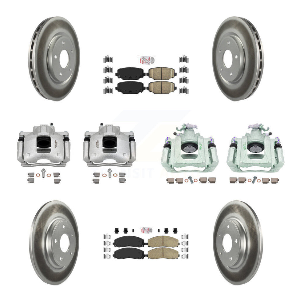Front Rear Disc Brake Caliper Coated Rotors And Ceramic Pads Kit (10Pc) For Ram C/V KCG-102685N