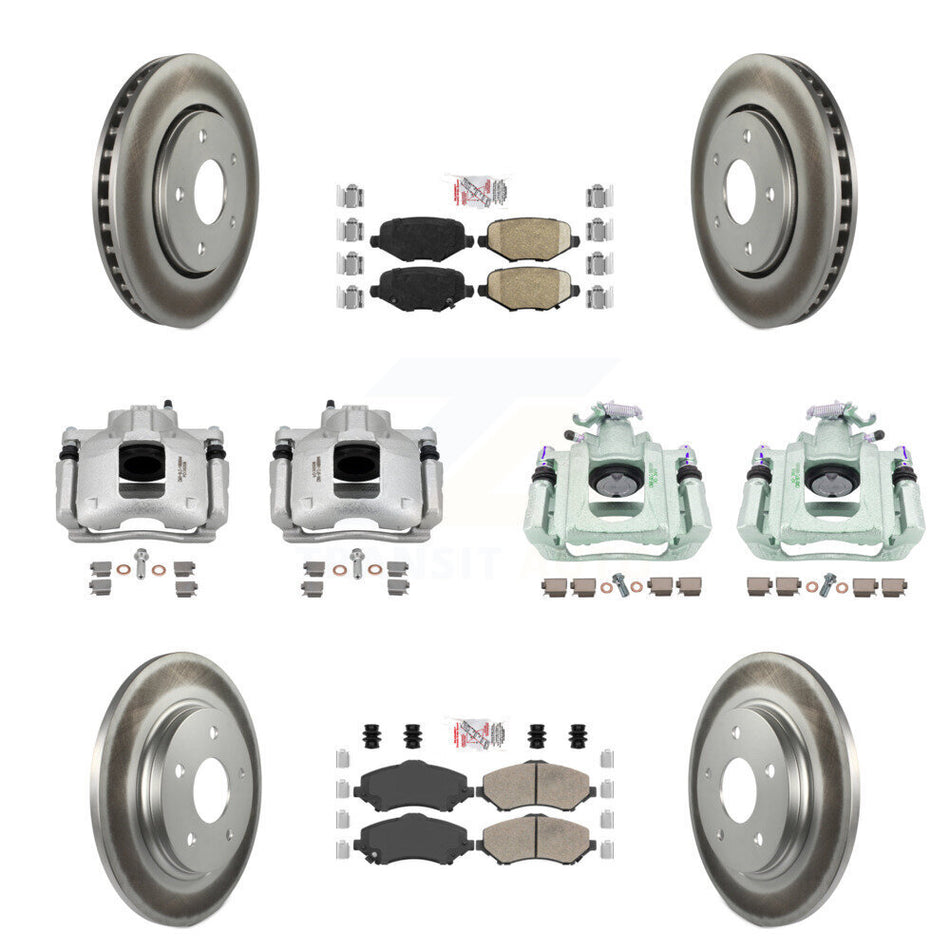 Front Rear Disc Brake Caliper Coated Rotors And Ceramic Pads Kit (10Pc) For Ram C/V KCG-102688N