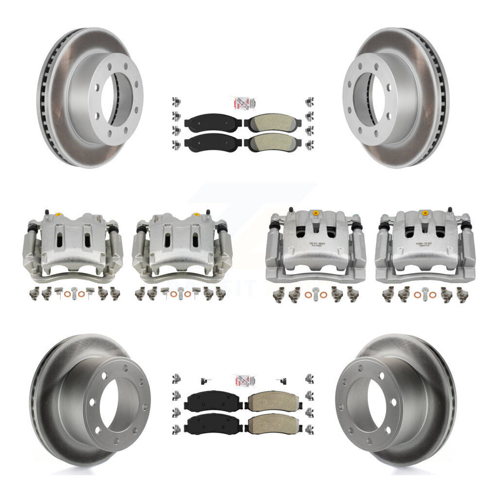 Front Rear Brake Caliper Coat Rotors & Semi-Metallic Pad Kit (10Pc) For Ford F-250 Super KCG-102699N