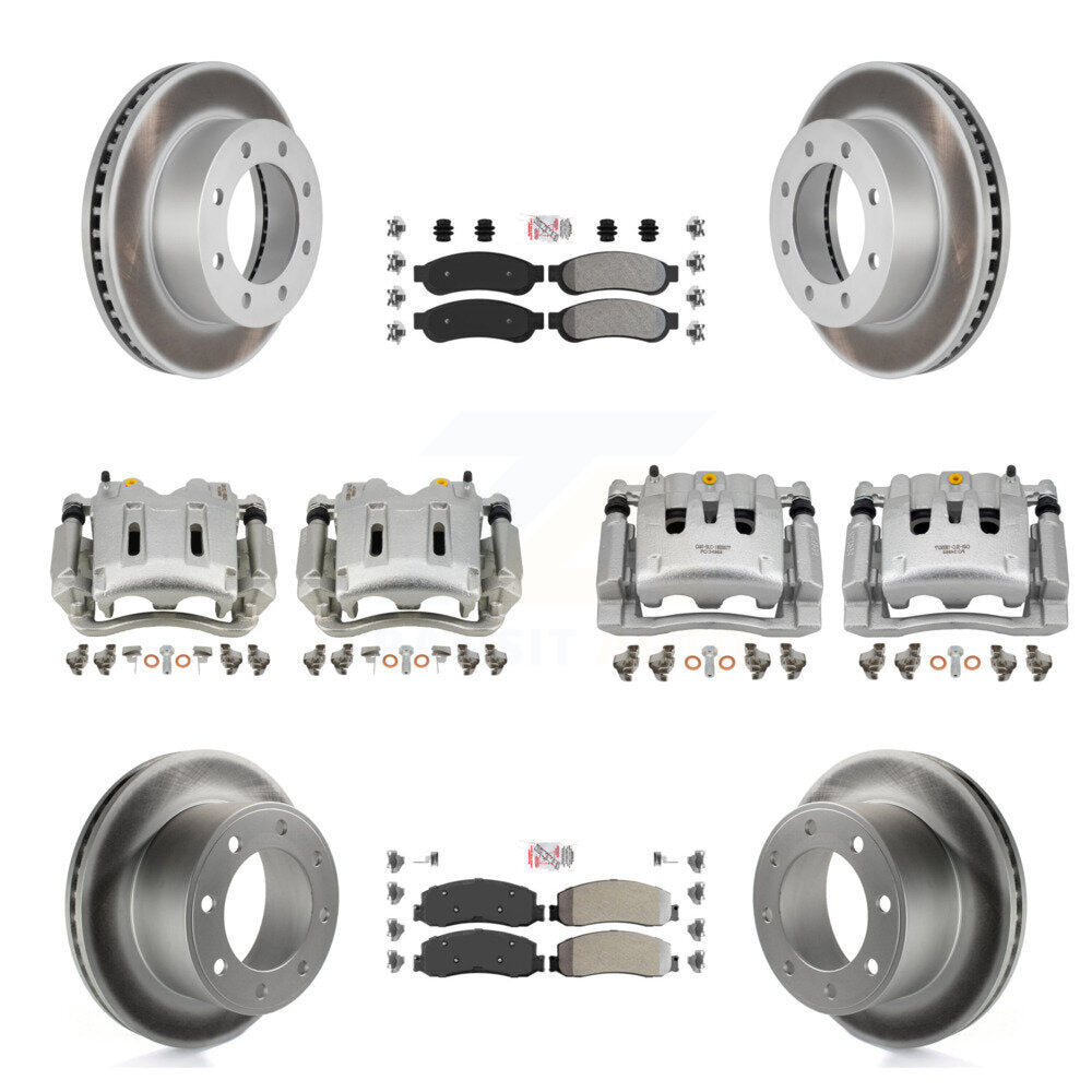 Front Rear Brake Caliper Coat Rotors & Semi-Metallic Pad Kit (10Pc) For Ford F-350 Super KCG-102702N