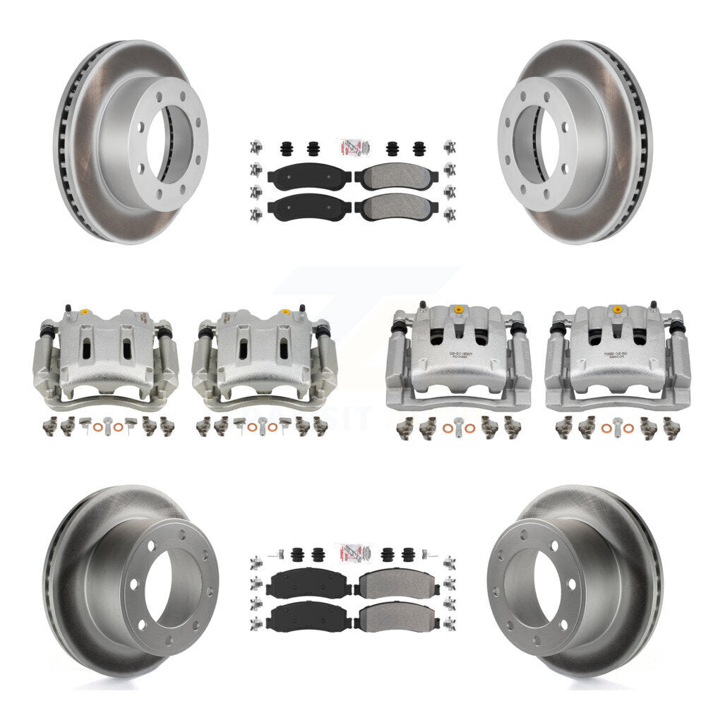 Front Rear Brake Caliper Coat Rotors & Semi-Metallic Pad Kit (10Pc) For Ford F-250 Super KCG-102704N