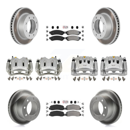 Front Rear Brake Caliper Coat Rotors & Semi-Metallic Pad Kit (10Pc) For Ford F-250 Super KCG-102704N