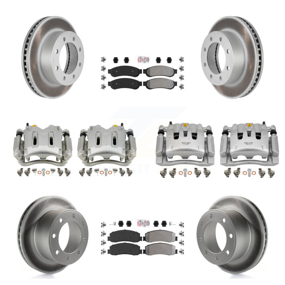 Front Rear Brake Caliper Coat Rotors & Semi-Metallic Pad Kit (10Pc) For Ford F-350 Super KCG-102705N