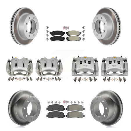 Front Rear Disc Brake Caliper Coated Rotors And Semi-Metallic Pads Kit (10Pc) For KCG-102706N