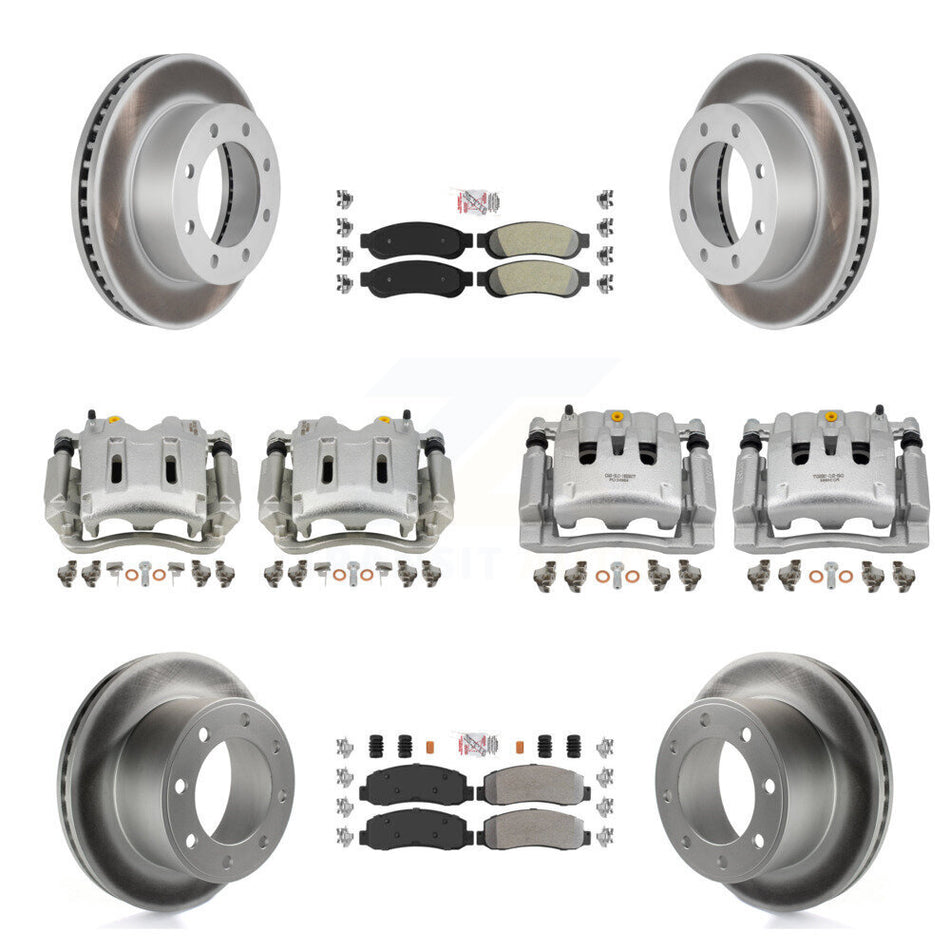 Front Rear Disc Brake Caliper Coated Rotors And Semi-Metallic Pads Kit (10Pc) For KCG-102707N