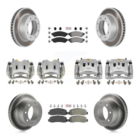 Front Rear Disc Brake Caliper Coated Rotors And Semi-Metallic Pads Kit (10Pc) For KCG-102708N