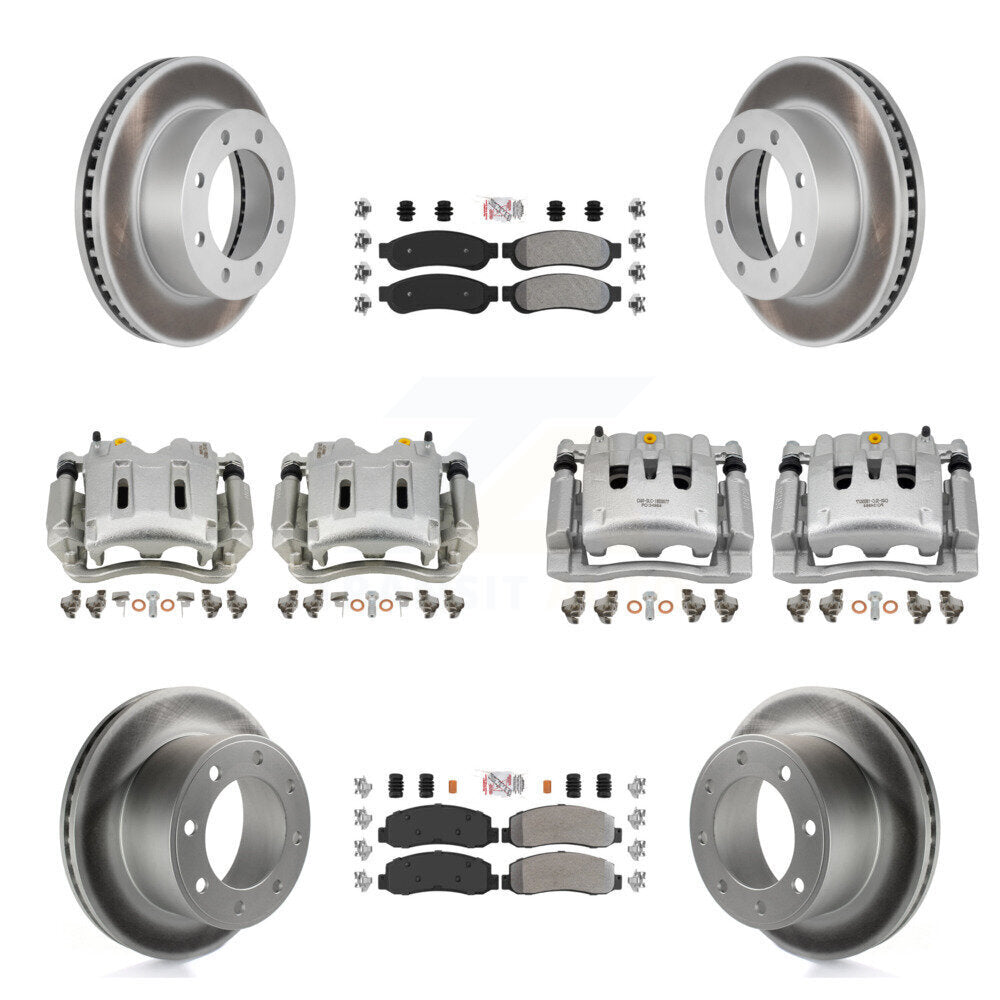 Front Rear Disc Brake Caliper Coated Rotors And Semi-Metallic Pads Kit (10Pc) For KCG-102709N