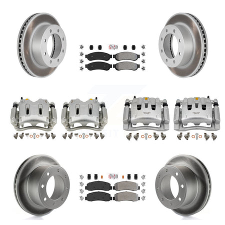 Front Rear Disc Brake Caliper Coated Rotors And Semi-Metallic Pads Kit (10Pc) For KCG-102709N