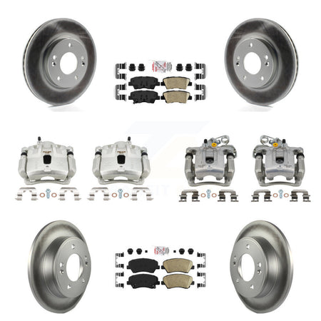 Front Rear Disc Brake Caliper Coat Rotors And Ceramic Pad Kit (10Pc) For Hyundai Elantra KCG-102721N