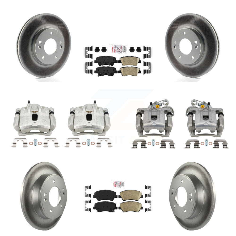 Front Rear Disc Brake Caliper Coat Rotors And Ceramic Pad Kit (10Pc) For Hyundai Elantra KCG-102722N