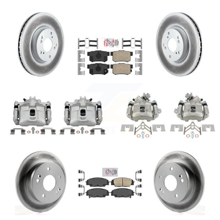 Front Rear Brake Caliper Coat Rotors & Ceramic Pad Kit (10Pc) For 02-06 Acura RSX Type-S KCG-102725N