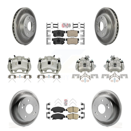 Front Rear Brake Caliper Coat Rotor And Ceramic Pad Kit (10Pc) For Honda Civic Acura RSX KCG-102726N