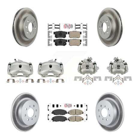 Front Rear Disc Brake Caliper Coated Rotors And Ceramic Pads Kit (10Pc) For Honda Civic KCG-102730N