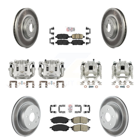 Front Rear Brake Caliper Coat Rotor & Ameribrakes Pad Kit (10Pc) For 08-12 INFINITI EX35 KCG-102733N