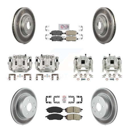 Front Rear Brake Caliper Coat Rotor & Ameribrakes Pad Kit (10Pc) For 08-12 INFINITI EX35 KCG-102735N