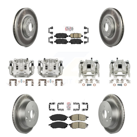 Front Rear Disc Brake Caliper Coat Rotors & Ameribrakes Pad Kit (10Pc) For INFINITI QX70 KCG-102737N