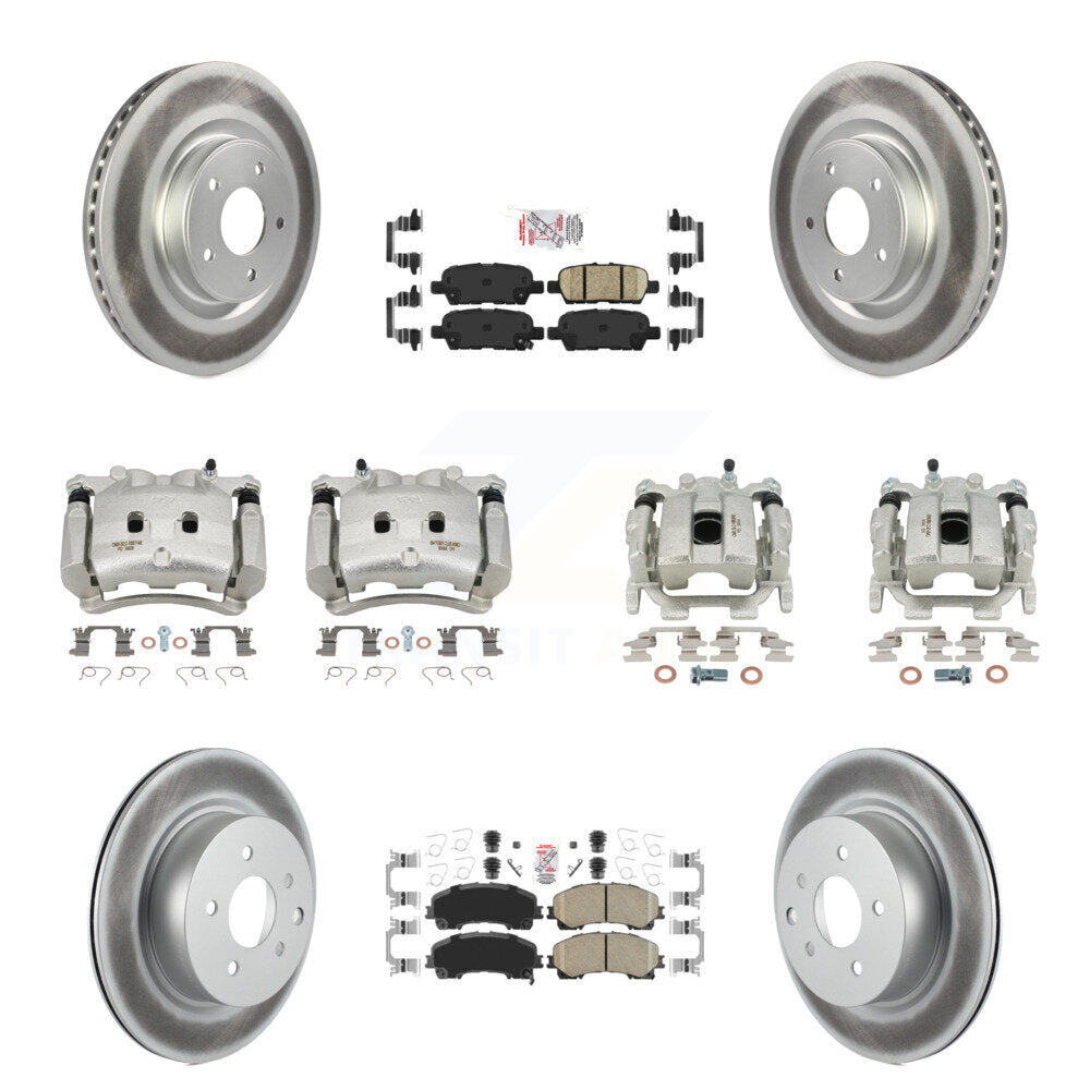 Front Rear Brake Caliper Coat Rotor & Ceramic Pad Kit (10Pc) For 2016-2017 INFINITI QX50 KCG-102739N