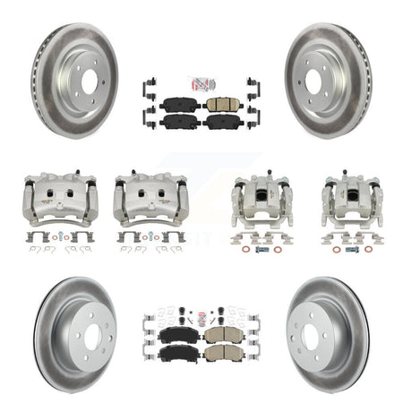 Front Rear Brake Caliper Coat Rotor & Ceramic Pad Kit (10Pc) For 2016-2017 INFINITI QX50 KCG-102739N