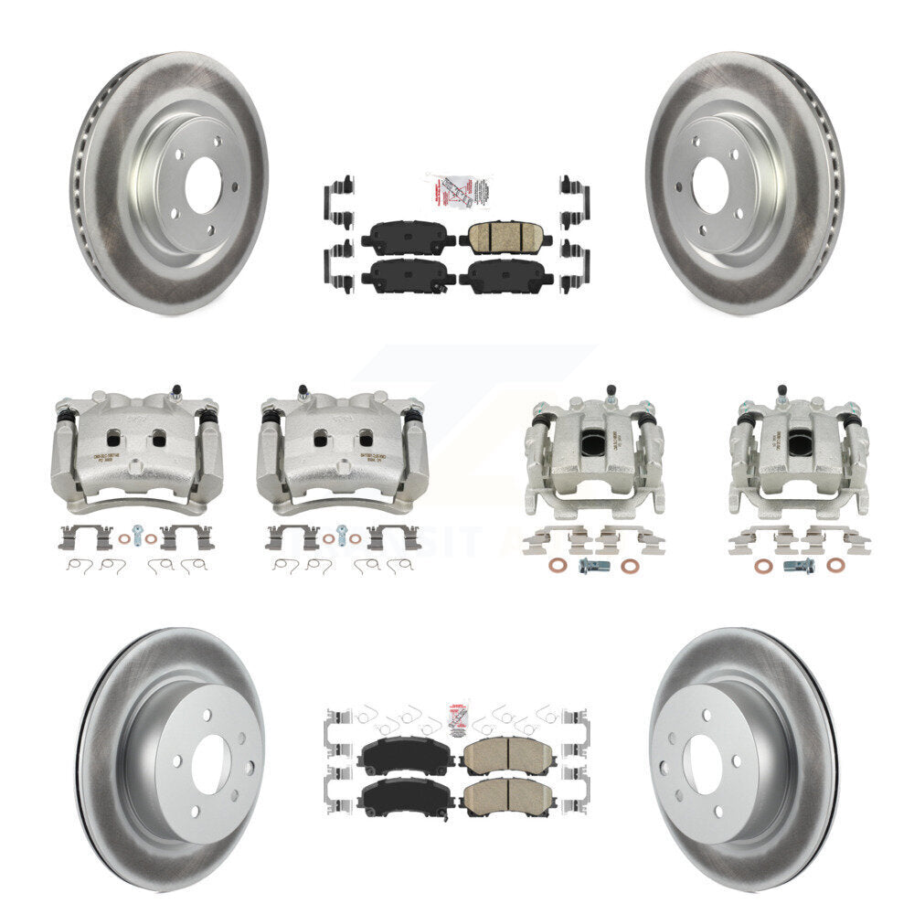 Front Rear Brake Caliper Coat Rotor & Ceramic Pad Kit (10Pc) For 2016-2017 INFINITI QX50 KCG-102740N