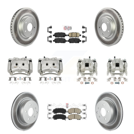 Front Rear Brake Caliper Coat Rotor & Ceramic Pad Kit (10Pc) For 2016-2017 INFINITI QX50 KCG-102740N