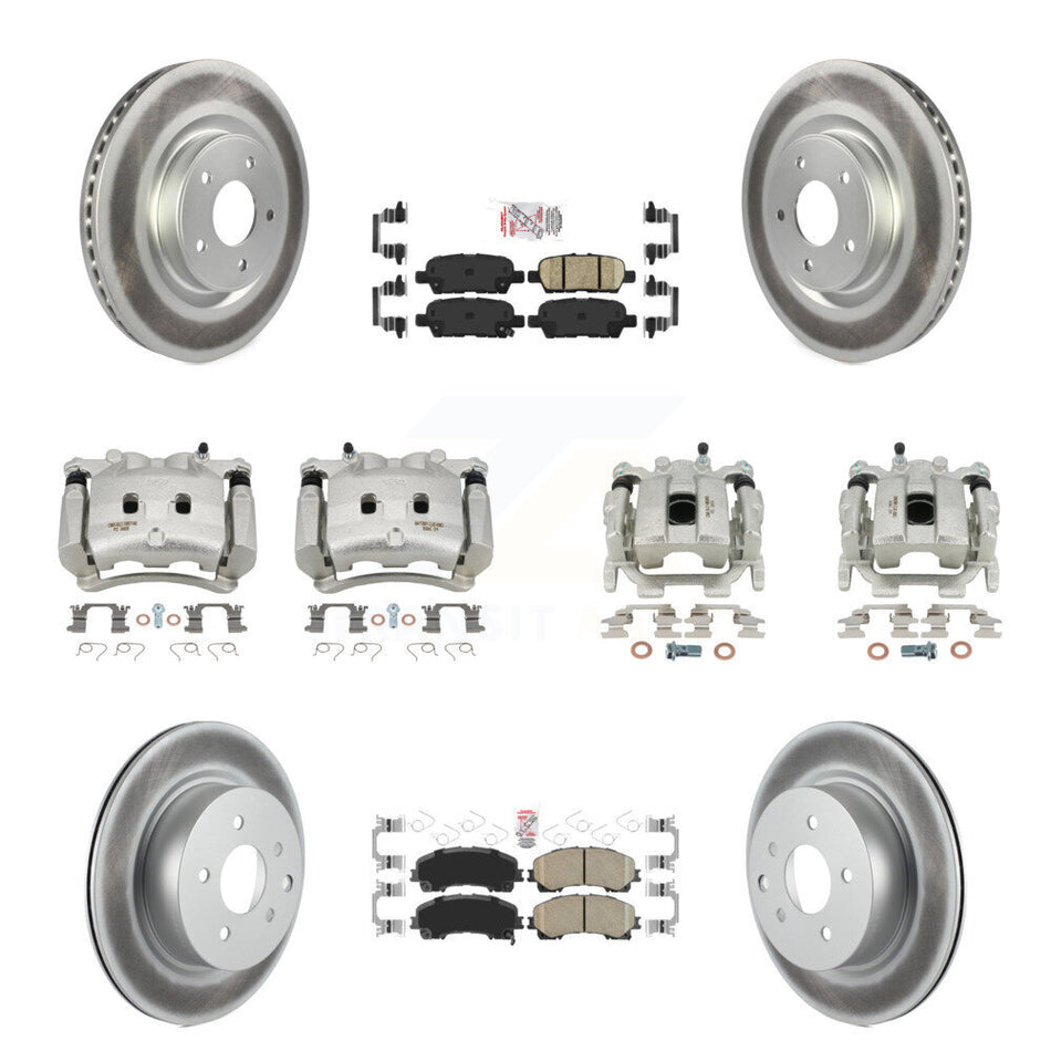 Front Rear Brake Caliper Coat Rotor & Ceramic Pad Kit (10Pc) For 2016-2017 INFINITI QX50 KCG-102740N
